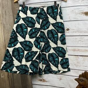 Topshop Size 2 Tropical Leaf Dress Shorts Bermuda Length White Black Teal NWT